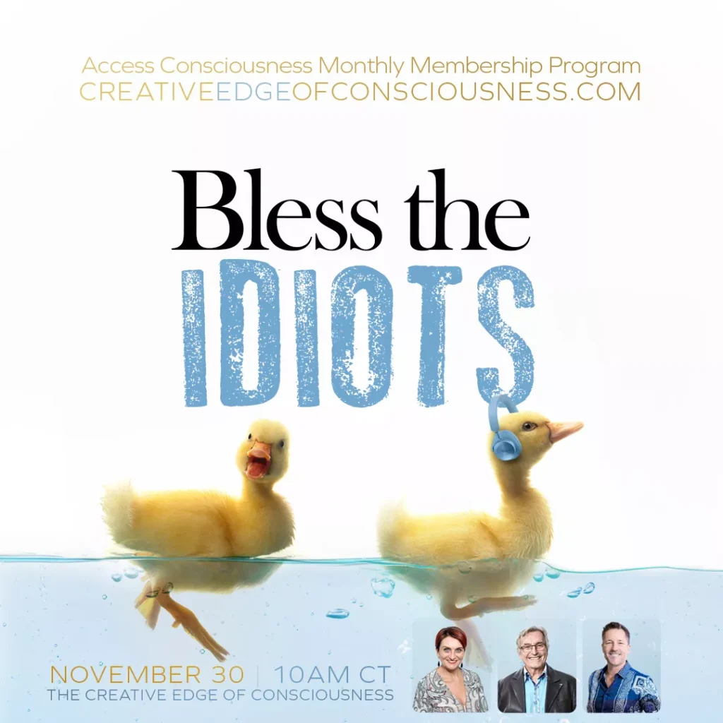 A poster of two ducks in water with the words " bless the idiots ".