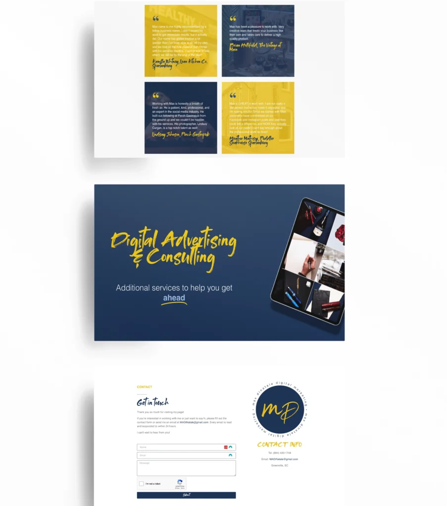 A set of three different designs for the digital advertising and consulting company.