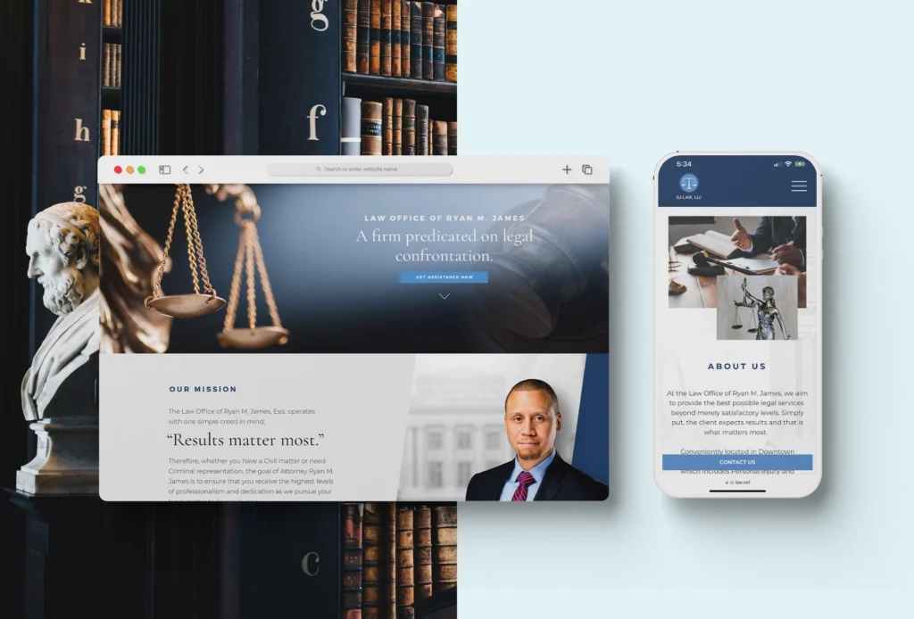 A law firm website and an iphone